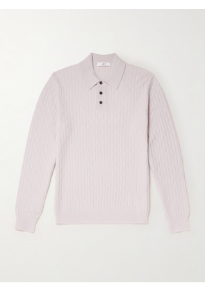 Mr P. - Textured Wool and Camel-Blend Polo Shirt - Men - Gray - XS