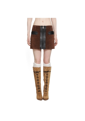 Suede and Leather Mini Skirt