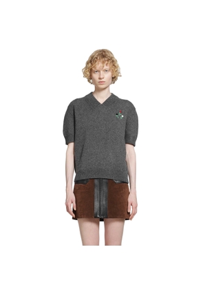 Short Sleeve V-Neck Cashmere Sweater