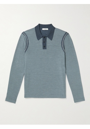 Mr P. - Merino Wool Polo Shirt - Men - Blue - XS