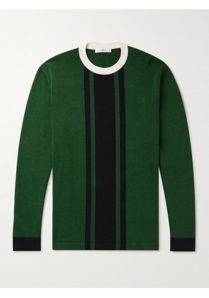 Mr P. - Striped Cotton and Lyocell-Blend Sweater - Men - Green - XS