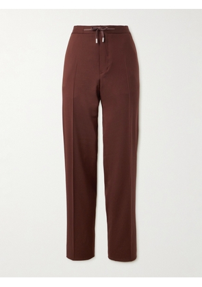 Mr P. - Tapered Wool-Twill Drawstring Trousers - Men - Brown - 28