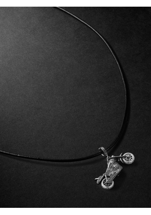 ANNOUSHKA - Motorbike 18-Karat White Gold and Leather Pendant Necklace - Men - Black