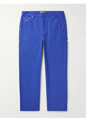 POP TRADING COMPANY - Straight-Leg Logo-Embroidered Cotton-Ripstop Trousers - Men - Blue - S