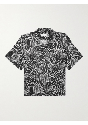 4SDESIGNS - Camp-Collar Logo-Appliquéd Floral-Print Crepe Shirt - Men - Black - XS