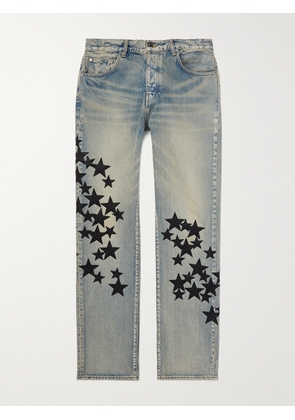 AMIRI - Straight-Leg Leather-Appliquéd Jeans - Men - Blue - UK/US 32
