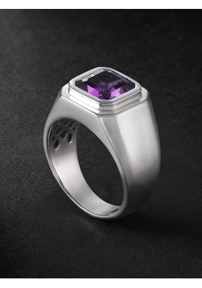 42 SUNS - 14-Karat White Gold Amethyst Signet Ring - Men - Purple - 53