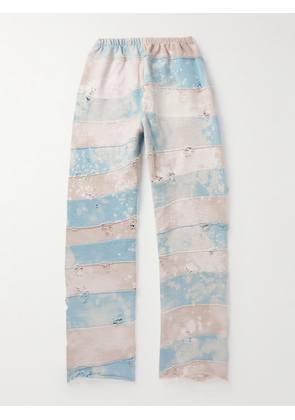 LIBERAL YOUTH MINISTRY - Straight-Leg Bleached Distressed Cotton-Jersey and Terry Sweatpants - Men - Blue - XS