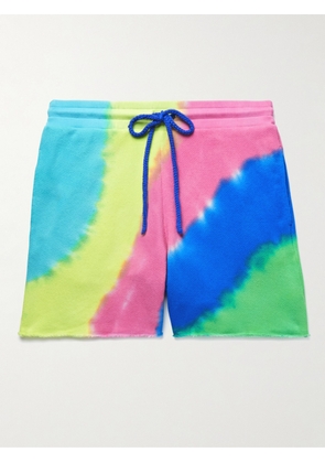 The Elder Statesman - Rainbow Void Tie-Dyed Cotton and Cashmere-Blend Jersey Drawstring Shorts - Men - Blue - S