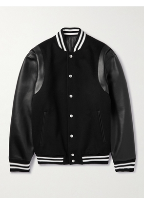 Balmain - Logo-Appliquéd Wool and Leather Varsity Jacket - Men - Black - IT 46