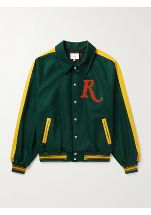 RHUDE - Striped Logo-Appliquéd Wool-Blend Felt Varsity Jacket - Men - Green - S