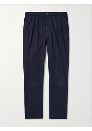 Slowear - Straight-Leg Pleated Prince of Wales Checked Cotton-Blend Trousers - Men - Blue - UK/US 29