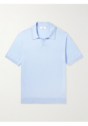 Mr P. - Cotton Polo Shirt - Men - Blue - XS