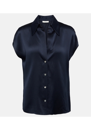 Vince Ruched silk satin blouse