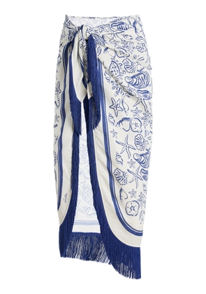 SIMKHAI Russo Fringed Pareo Linen-Blend Maxi Skirt - Moda Operandi