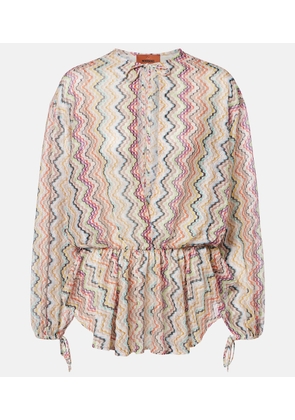 Missoni Zig Zag cutout gathered blouse
