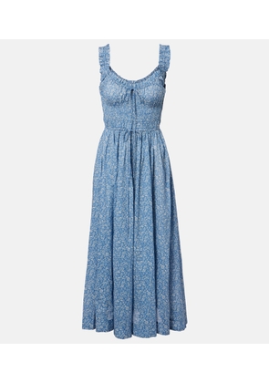 Doen Emmarretta floral shirred voile midi dress