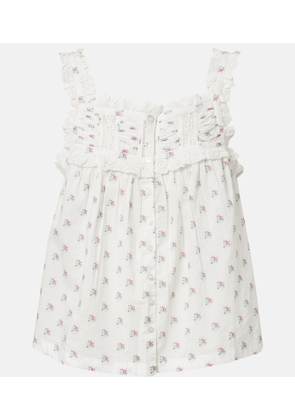 Doen Fidella floral lace-trimmed cotton top