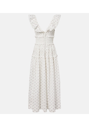 Doen Sorina floral lace-trimmed cotton midi dress
