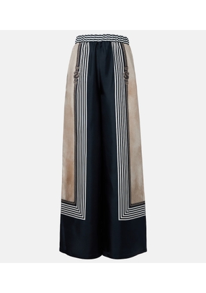 Max Mara Printed silk twill palazzo pants