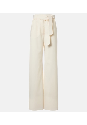 Max Mara Belted virgin wool wide-leg pants