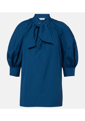 Max Mara Tie-neck cotton poplin blouse