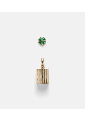 Yvonne Leon Trefle and Le Cubo 9kt gold and enamel single earring and pendant set with diamonds