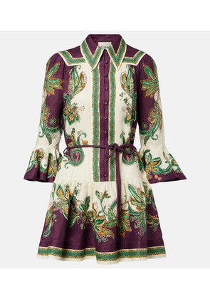 Alemais Ruthie printed ruffled linen minidress
