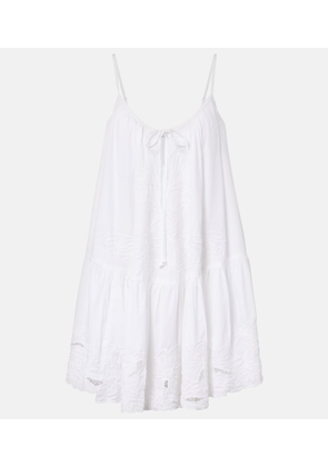 Juliet Dunn Embroidered cotton poplin minidress