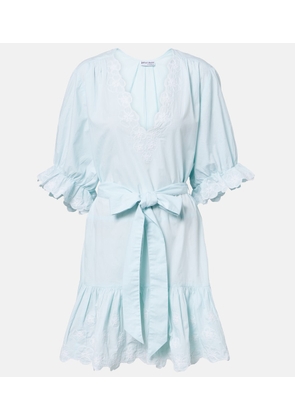 Juliet Dunn Embroidered cotton poplin minidress