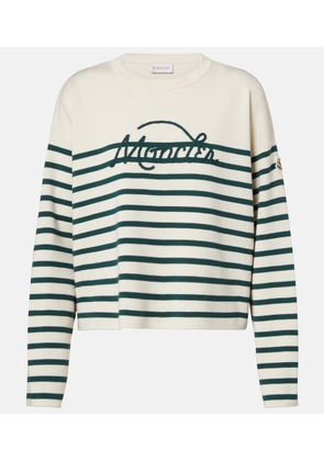 Moncler Embroidered striped virgin wool sweater