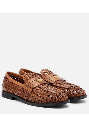 Miu Miu Woven leather penny loafers