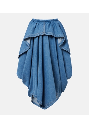 Loewe Asymmetrical denim midi skirt