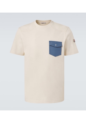 Moncler Denim-trimmed cotton jersey T-shirt