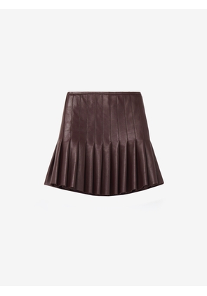 McQueen Leather Pleated Mini Skirt - Bordeaux - Women - 36