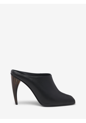 McQueen Horn Heel Mule - Black - Women - 36