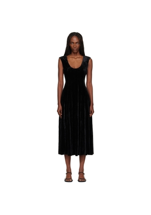GUIZIO Black Leila Velvet Midi Dress