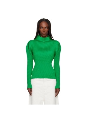 ISSEY MIYAKE Green Sleek Pleats Turtleneck