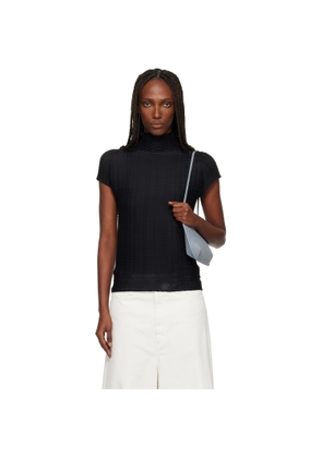 ISSEY MIYAKE Black Wooly Pleats Top