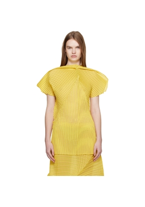 ISSEY MIYAKE Yellow Generic Stripes Machine Pleats Blouse