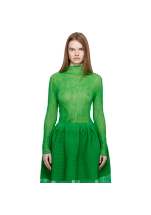 ISSEY MIYAKE Green Chiffon Twist 3 Top