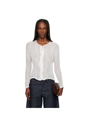 ISSEY MIYAKE White Chiffon Twist Cardigan
