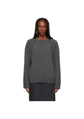 ISSEY MIYAKE Gray Backpack Knit Sweater