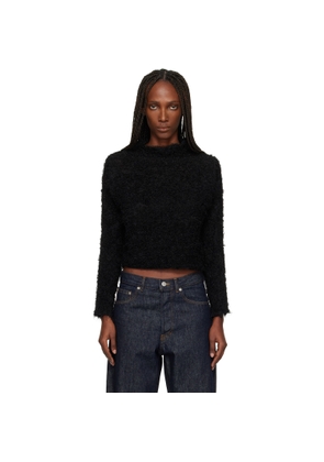 ISSEY MIYAKE Black Shifted Fuzzy Pleats Sweater