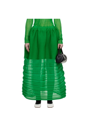 ISSEY MIYAKE Green December Moving Knit Midi Skirt