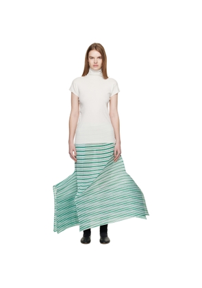 ISSEY MIYAKE Green Generic Stripes Machine Pleats Midi Skirt