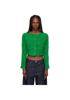 ISSEY MIYAKE Green Shifted Fuzzy Pleats Cardigan