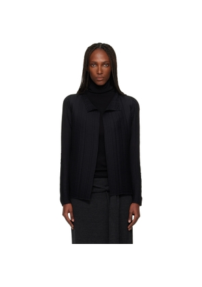 ISSEY MIYAKE Black Wooly Pleats Cardigan