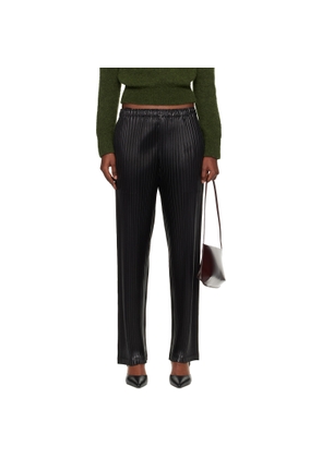 ISSEY MIYAKE Black Glossed Metal Pleats Trousers