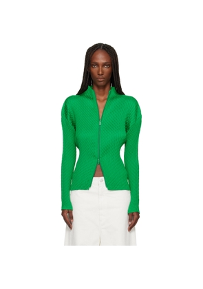 ISSEY MIYAKE Green Sleek Pleats Cardigan